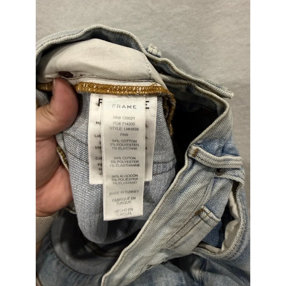 FRAME L'Homme Slim Jeans Men 31 Light Blue Finn Distressed LMH838
